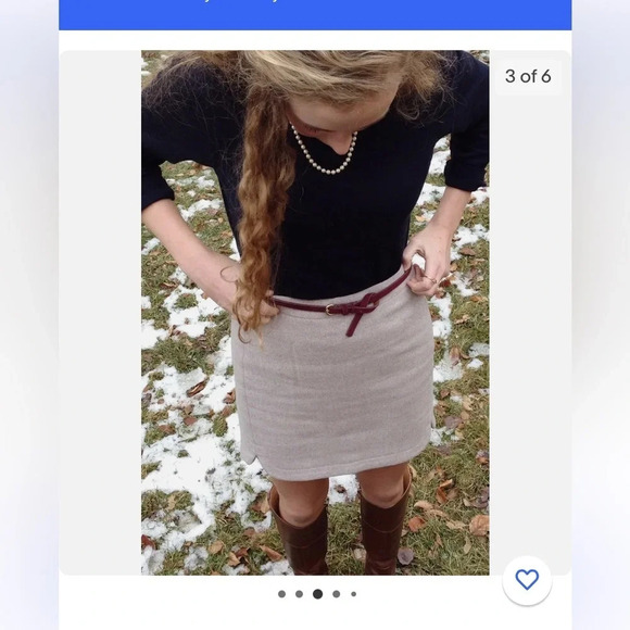 J Crew Women's Shirttail Mini Skirt
Wool Tan  Zip Up Fully Lined. Size 6 - Picture 2 of 11